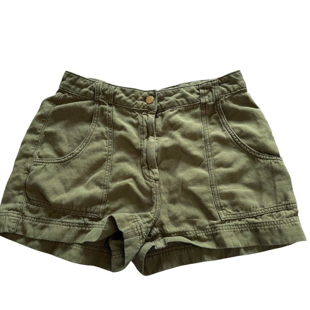 Topshop‎ Womens Cargo Utility Shorts Olive Green High Rise US 10 UK 14 EUR 42